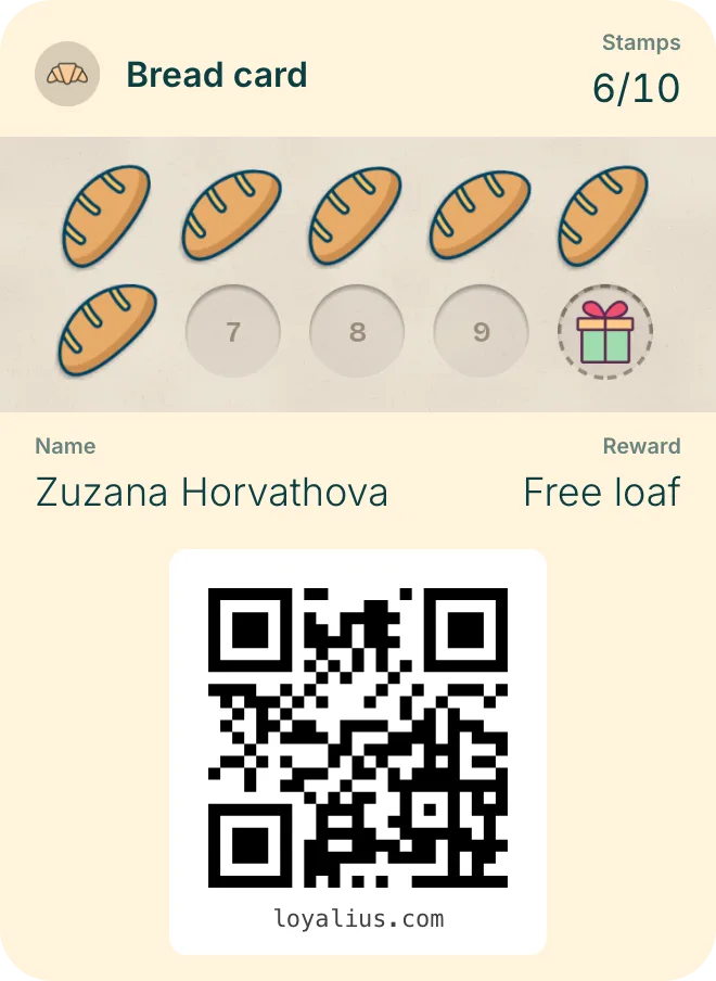 Karta na pieczywo w kremowej kolorystyce z zebranymi chlebowymi pieczątkami