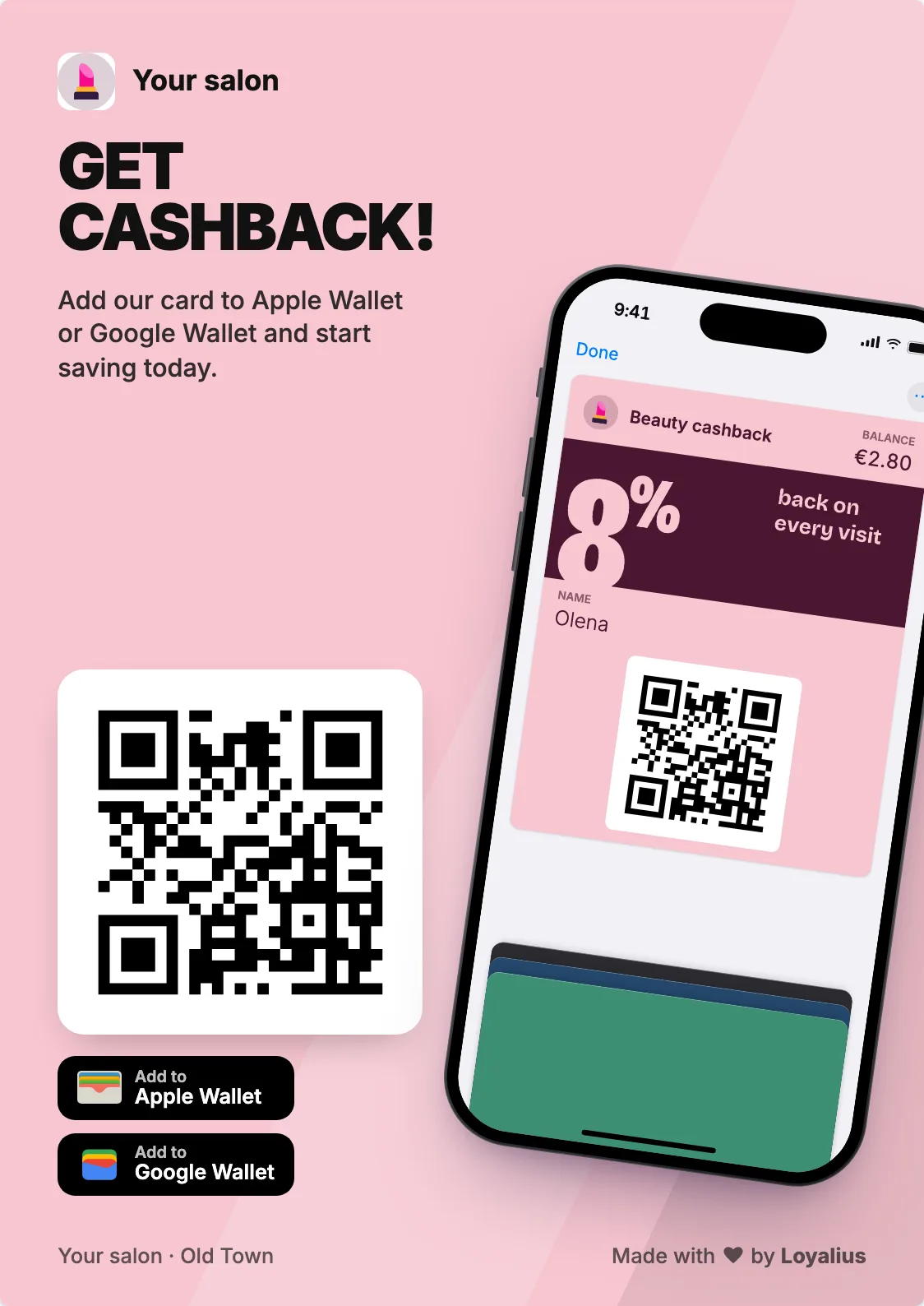 Ein gedrucktes A5-Poster mit QR-Code zur Anmeldung für die Karte