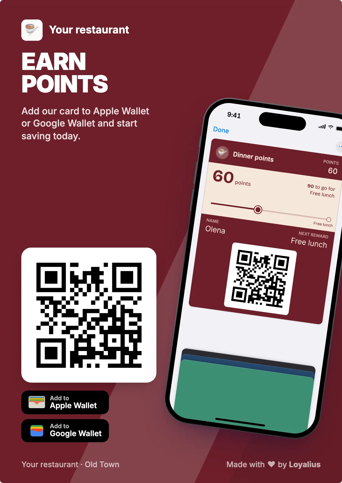 Ein gedrucktes A5-Poster mit QR-Code zur Anmeldung für die Karte