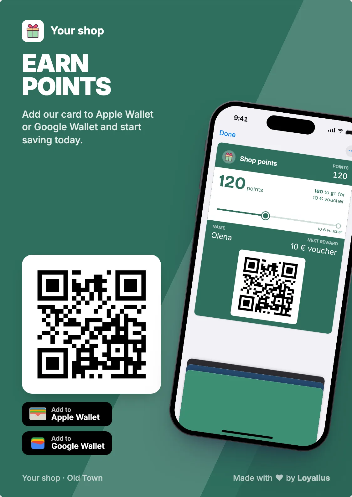 Vytištěný plakát A5 s QR kódem pro přidání karty